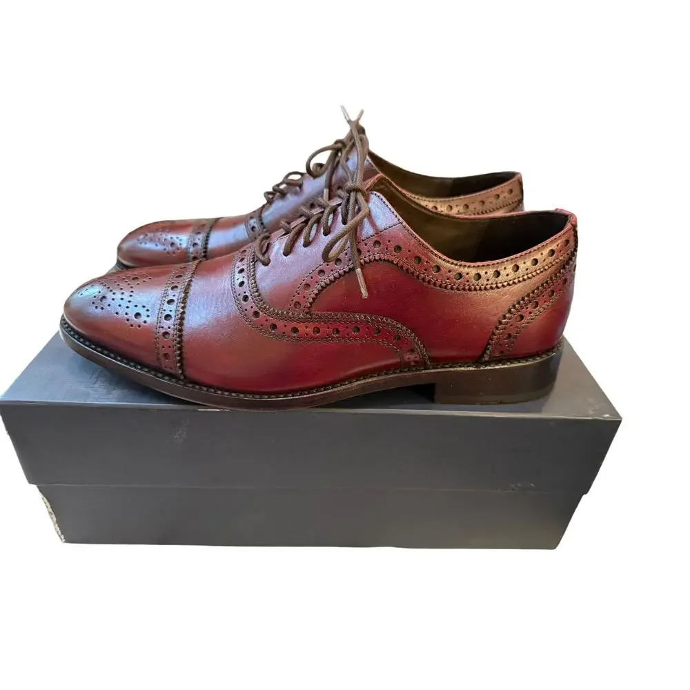 Anthony Veer Men's Dark Red Ford Brogue Oxford Shoes Size 9.5